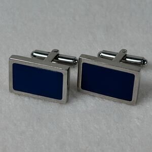 Murano Stainless Steel Blue Rectangular Silver Tone Cufflinks